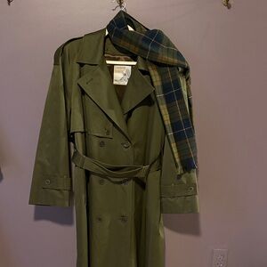 Olive Double-Breasted Trench Coat